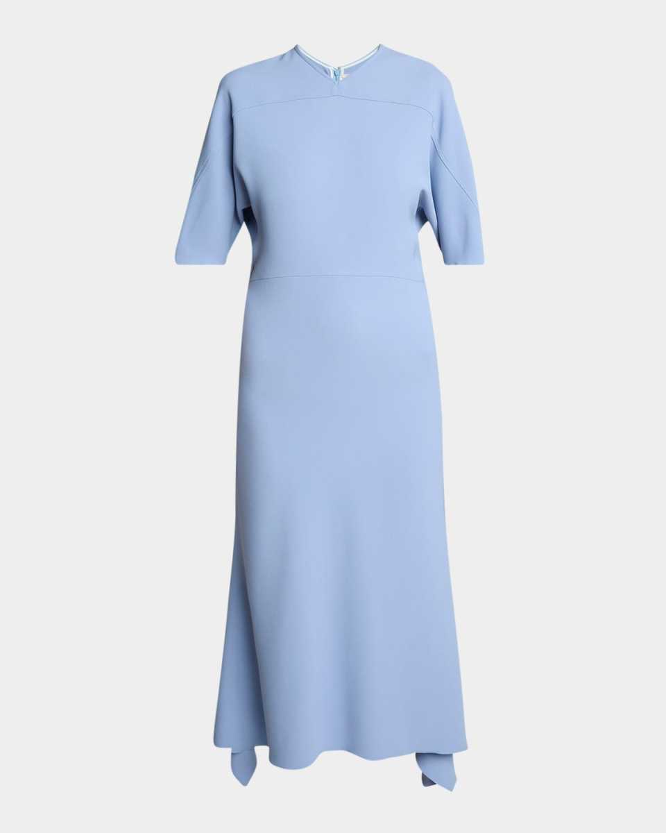 Drop-Sleeve Kickflare Midi Dress
